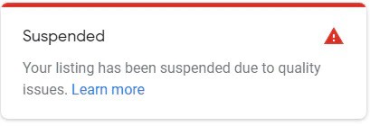 GMB Listing Suspended